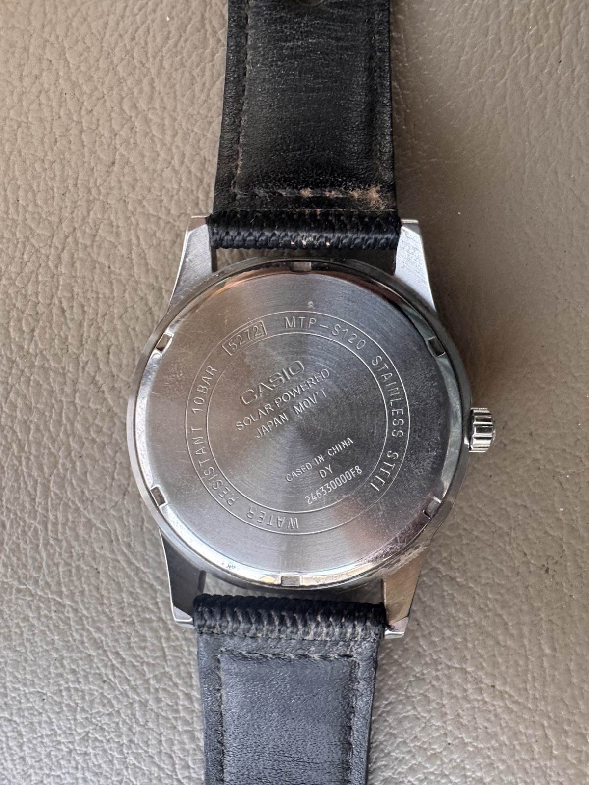 Casio MTP-S120 Solar Quartz Day/Date 100m Black Dial NATO Nylon Strap