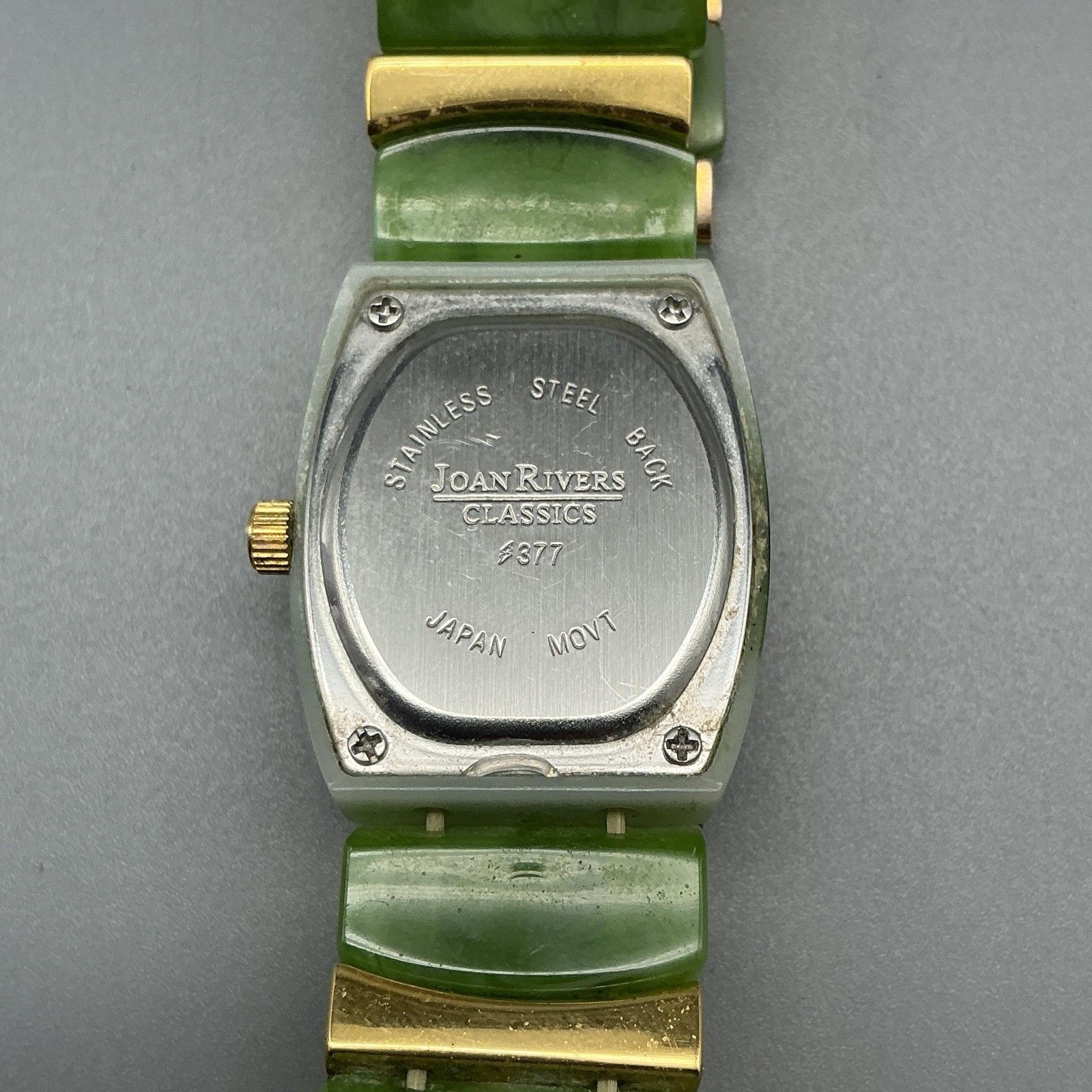 Joan Rivers Classics Womens Watch 25mm Green Resin Stretch Bracelet New Battery