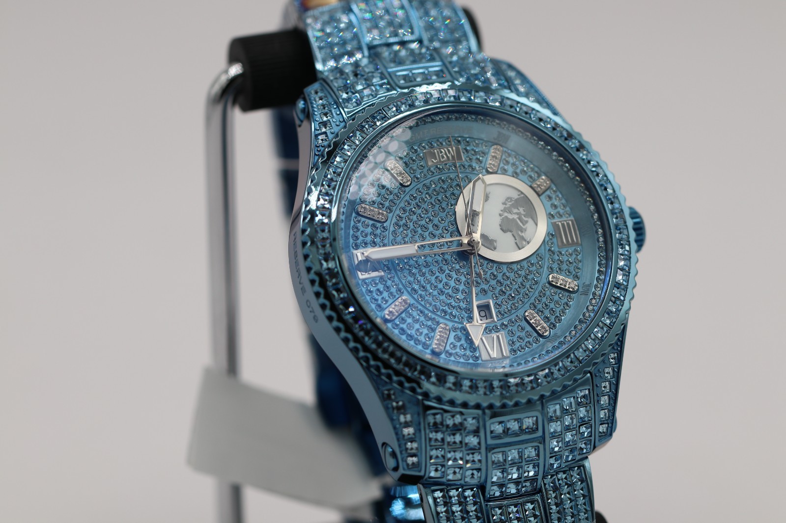 JBW Reserve Jet Setter Watch Dark Blue Dial Diamond Accents Luxury Men’s Watch