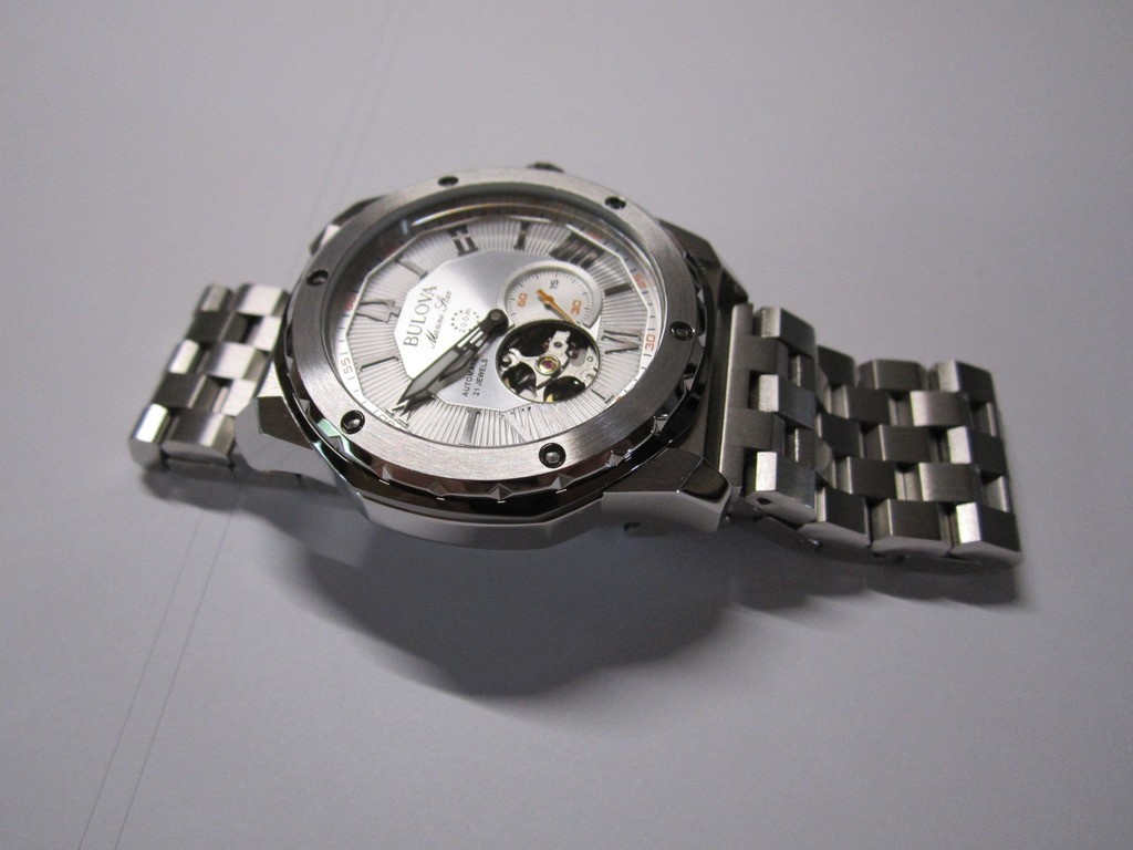 Bulova Marine Star Automatic Silver Dial Thick Stainless Steel Band Mens Watch