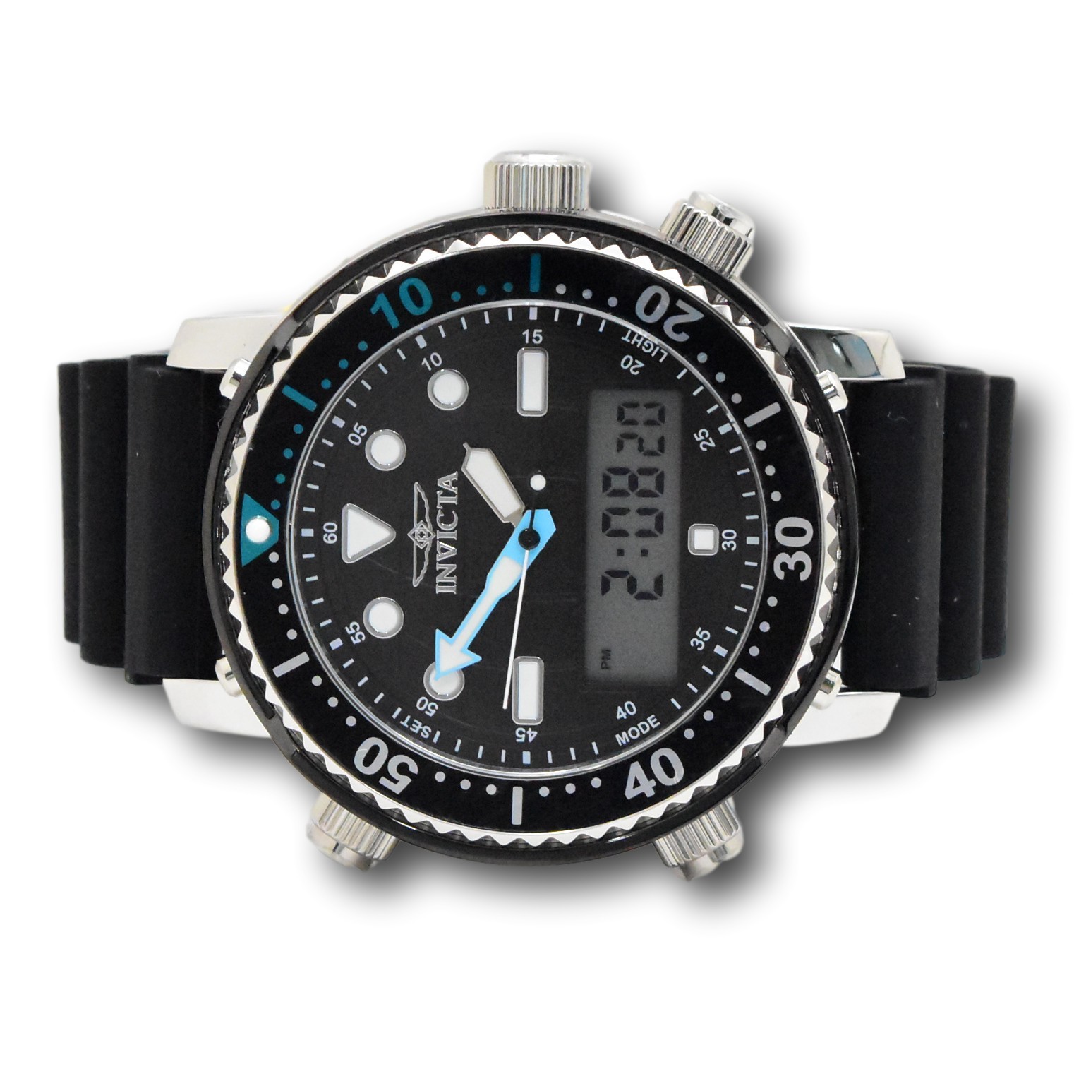 Invicta Pro Diver Men’s 46.5mm Black Dual Time Digital Ana-Digi Watch 48367