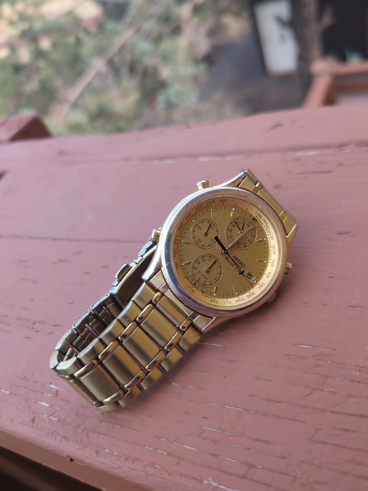 Seiko Quartz World Timer 5T52-7A19 Alarm Age of Discovery Not Working