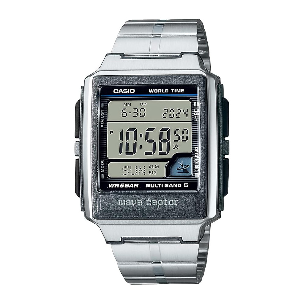 Casio WV-59RD-1AJF Series Wave Sceptor Wristwatch, Silver, Bracelet Type