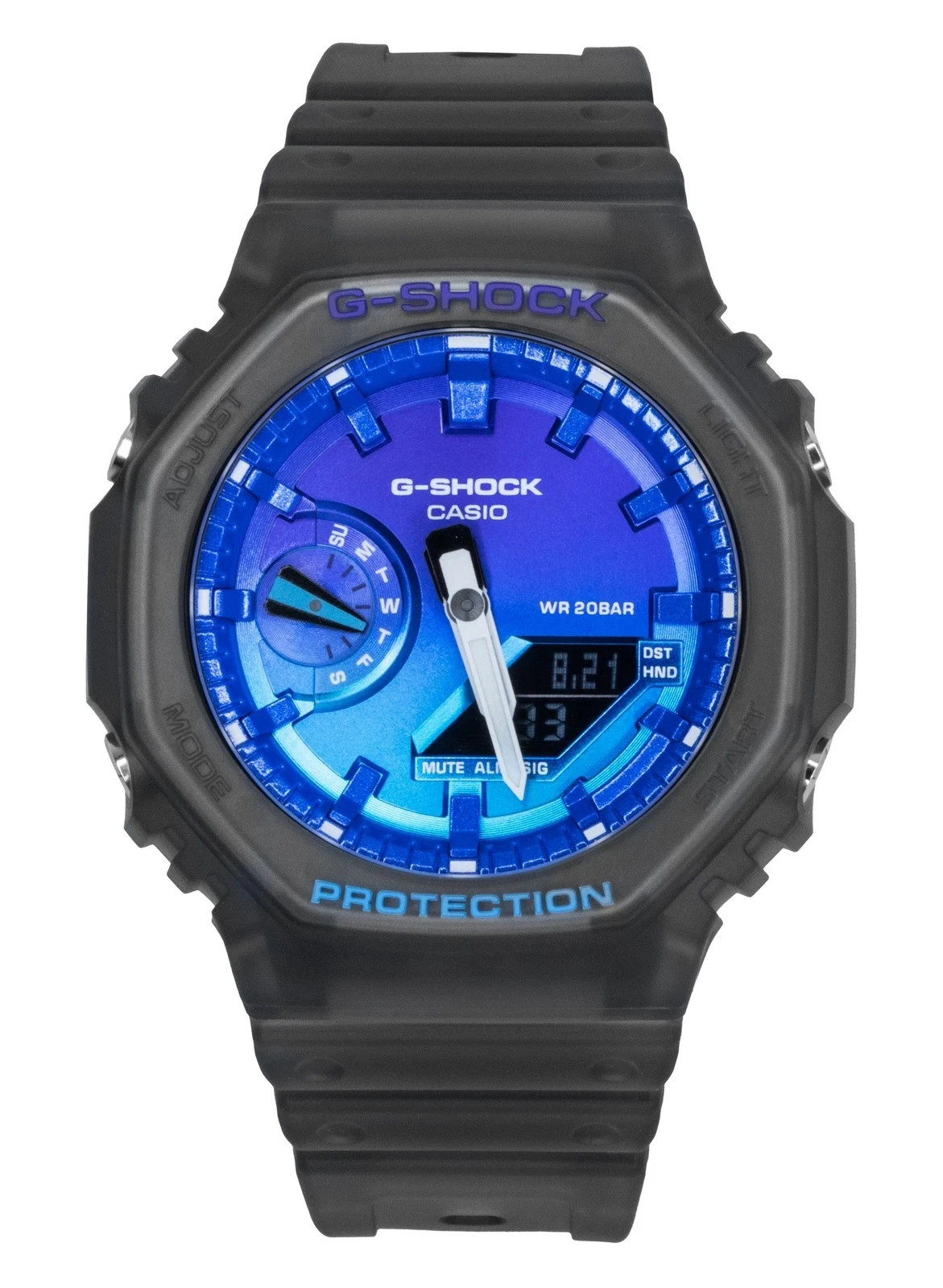 Casio G-Shock GA2100FLS-8A2 Flame Inside Gray Blue Analog Digital Men’s Watch