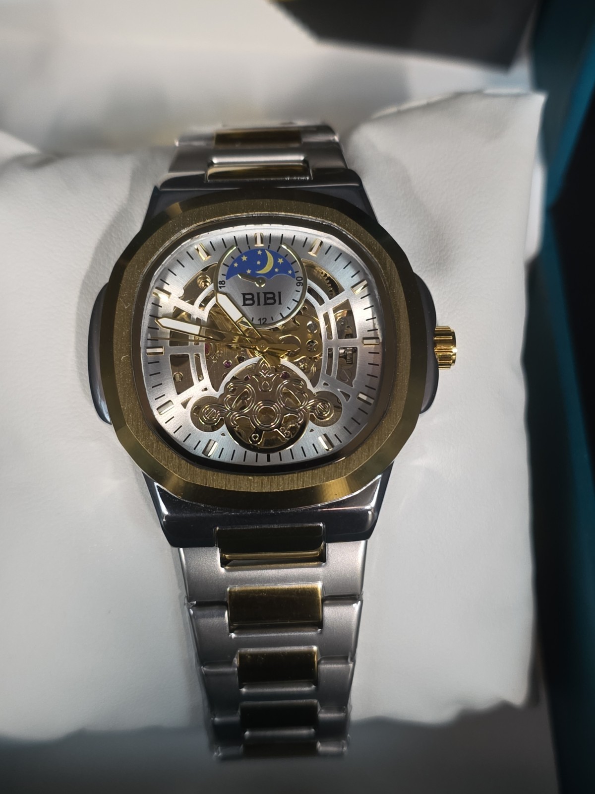 BIBI Luxury Watch Automatic Skeleton Gold And Silver Tone 9010