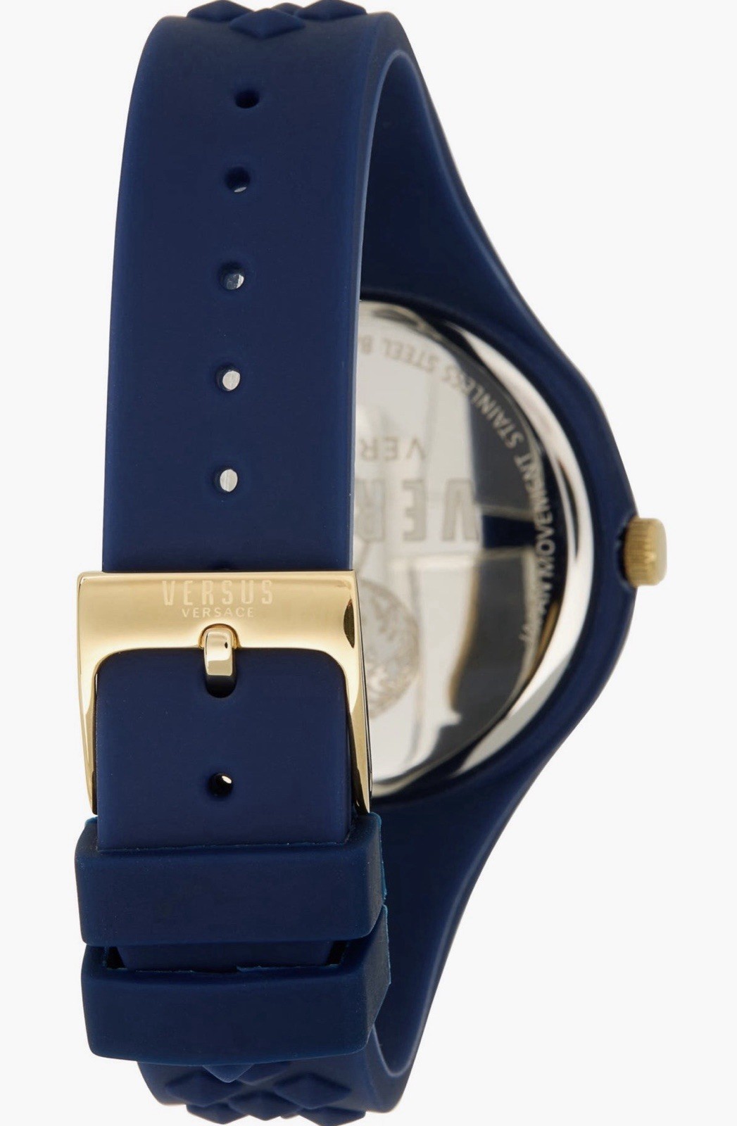 Versus Versace Unisex Quartz Analog Watch 39mm Blue Silicone Strap Gold Bezel