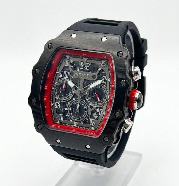 Invicta Bolt Men’s Chronograph Quartz Tonneau Watch Black/Red Dial
