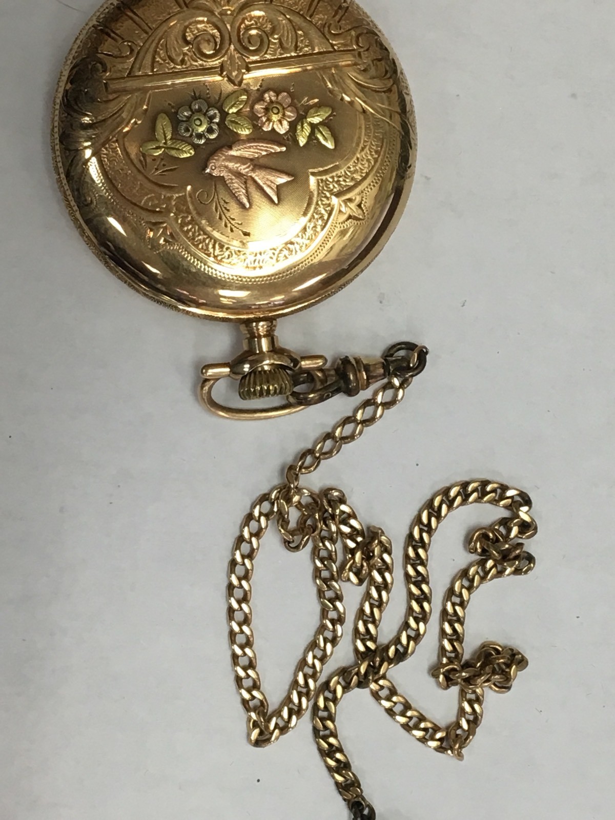 Illinois Pocket Watch Bunn Special 14K Tri Color gold case Model 8, 16S