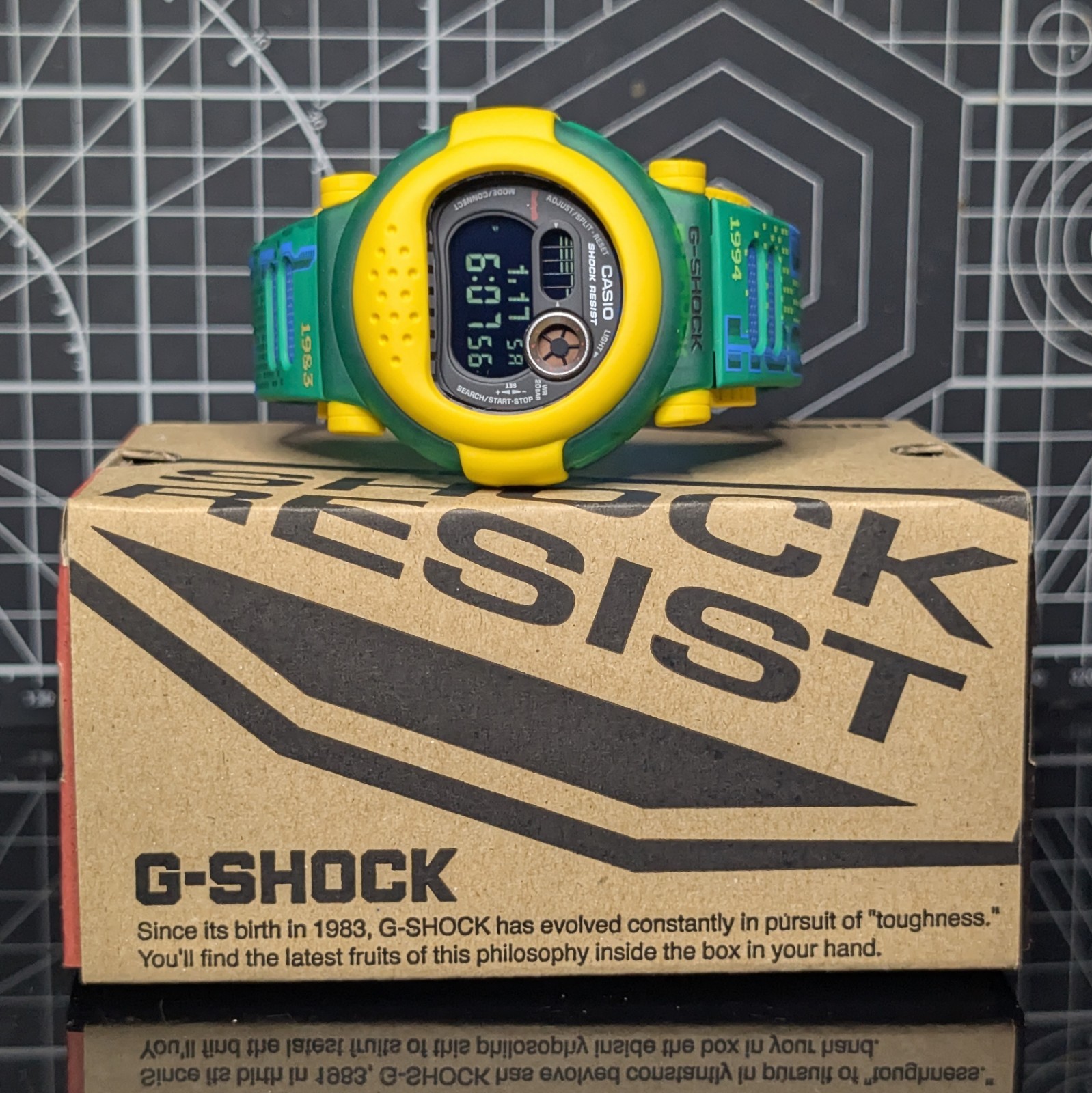 Casio G-Shock G-B001 Bluetooth Jason w/ Detachable Bezel Yellow Green G-B001RG-3