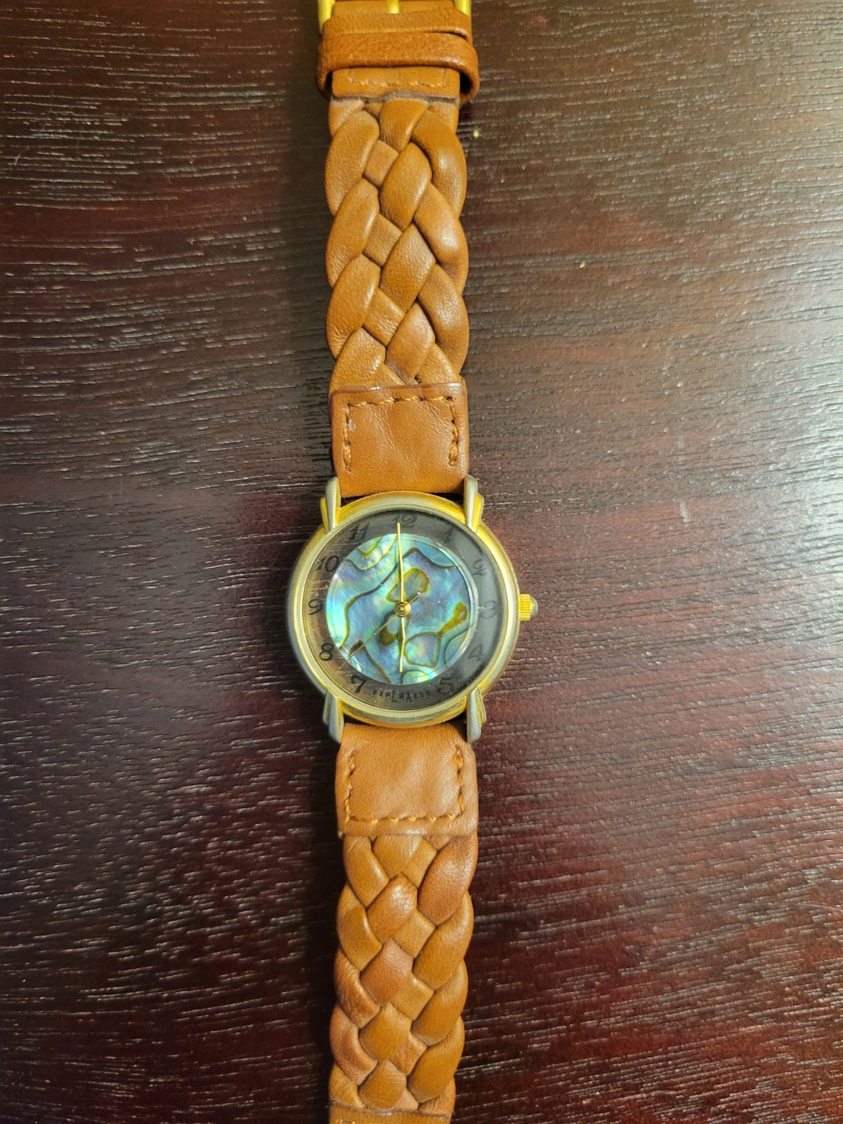Vintage Ladies L.A. Express Abalone See Through/Brown Leather Braided Band 🔥🔥