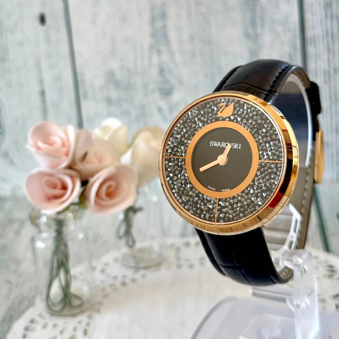 Swarovski Crystalline Quartz 40mm Gold Black Watch