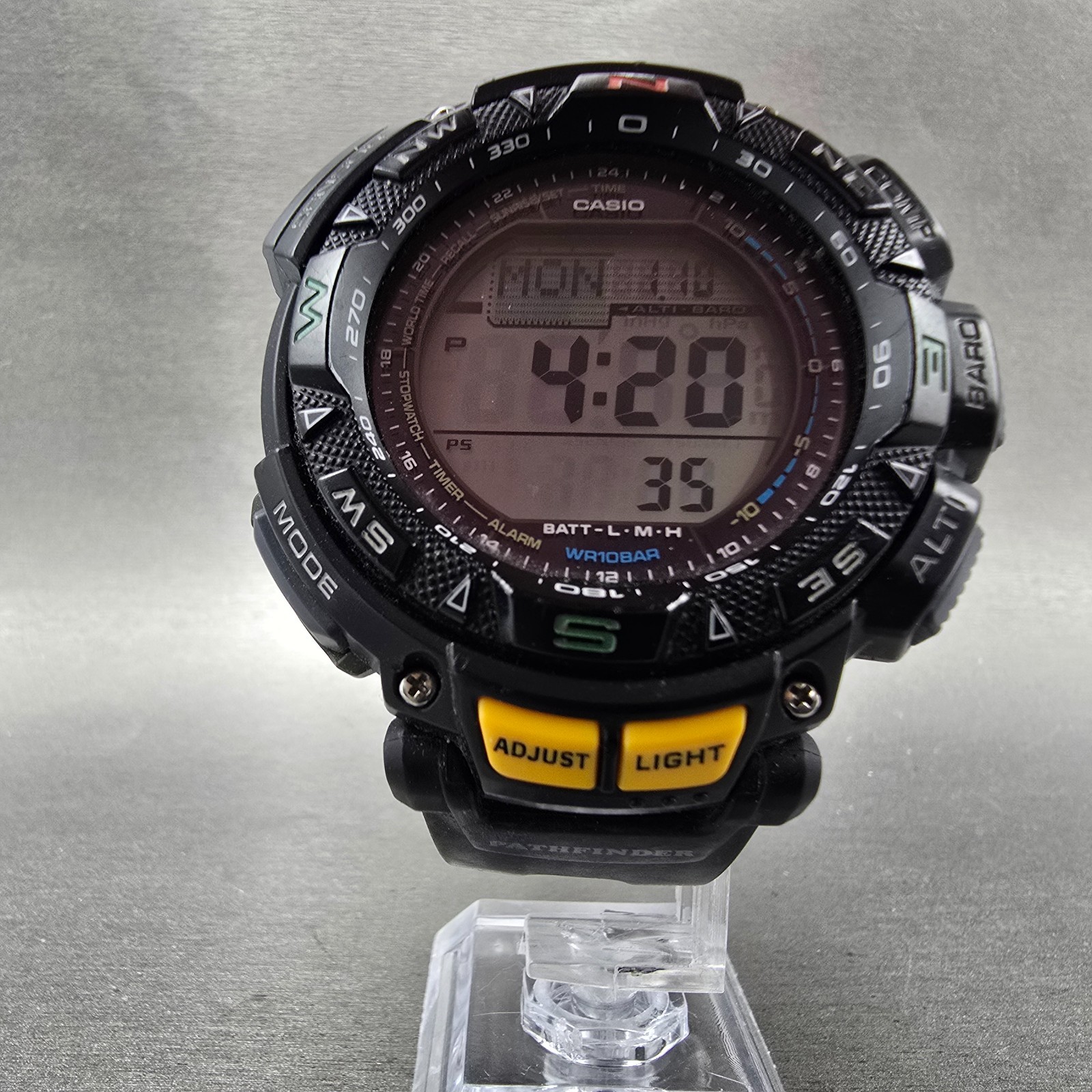 Casio Protek PAG-240 Watch Men 51mm Black Green triple Senor Alarm Solar Works