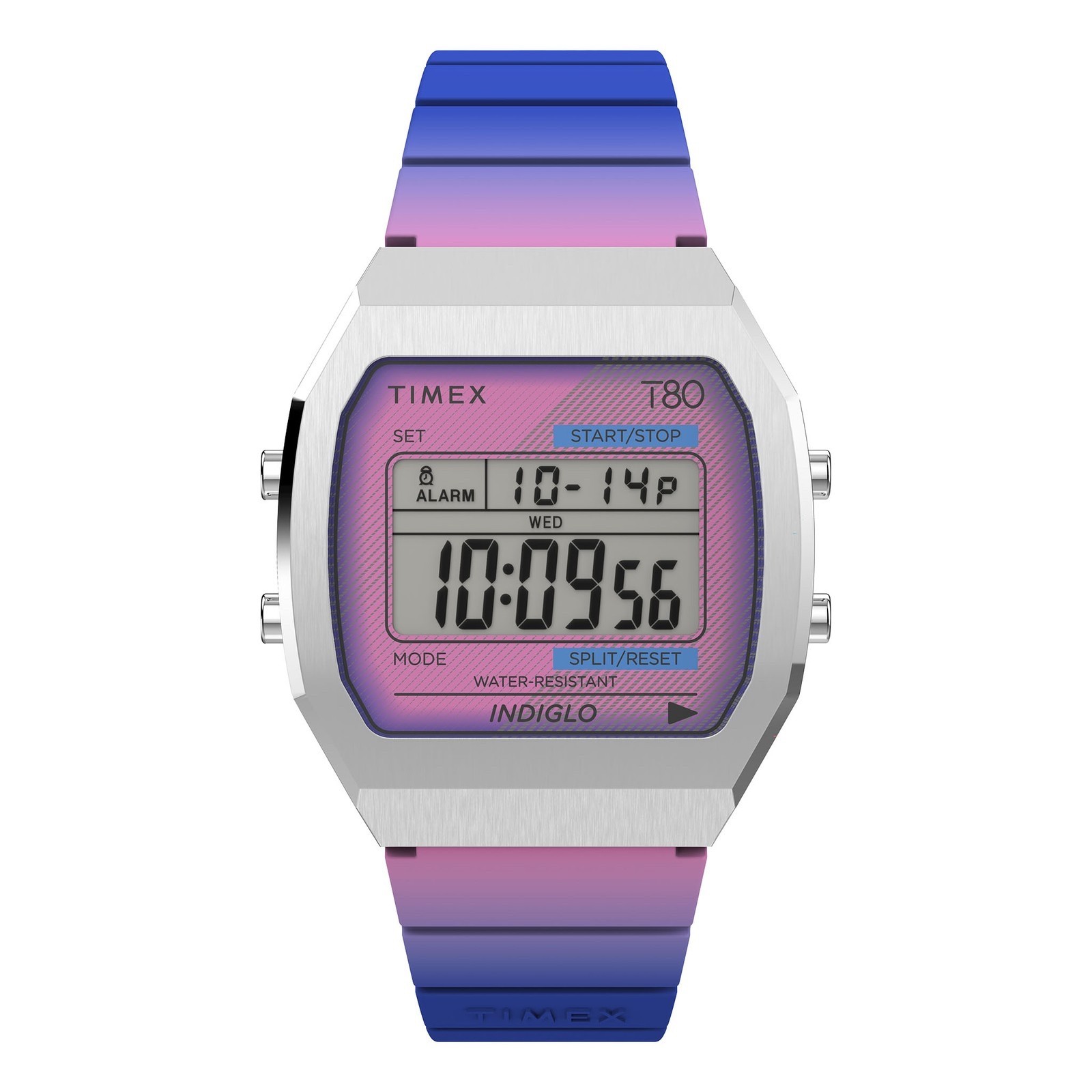 Timex T80 Pink Purple Blue Stainless Steel Resin Strap Watch TW2V74600