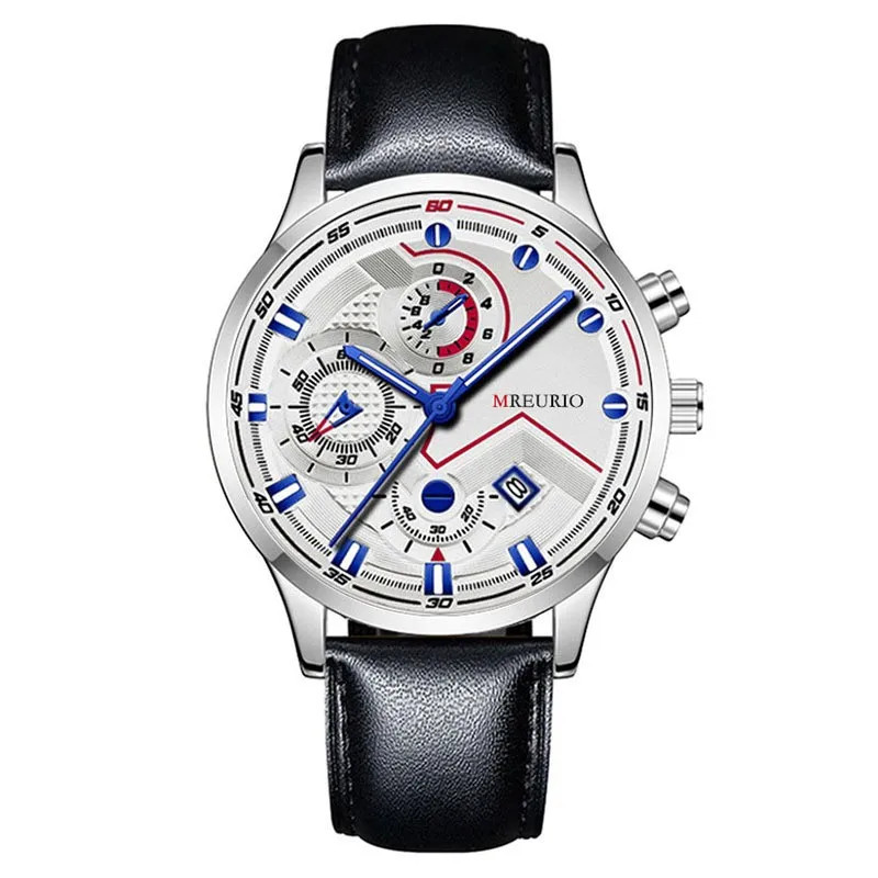 MREURIO Men’s Business Watch Leather Strap Date Display Stylish Gift for