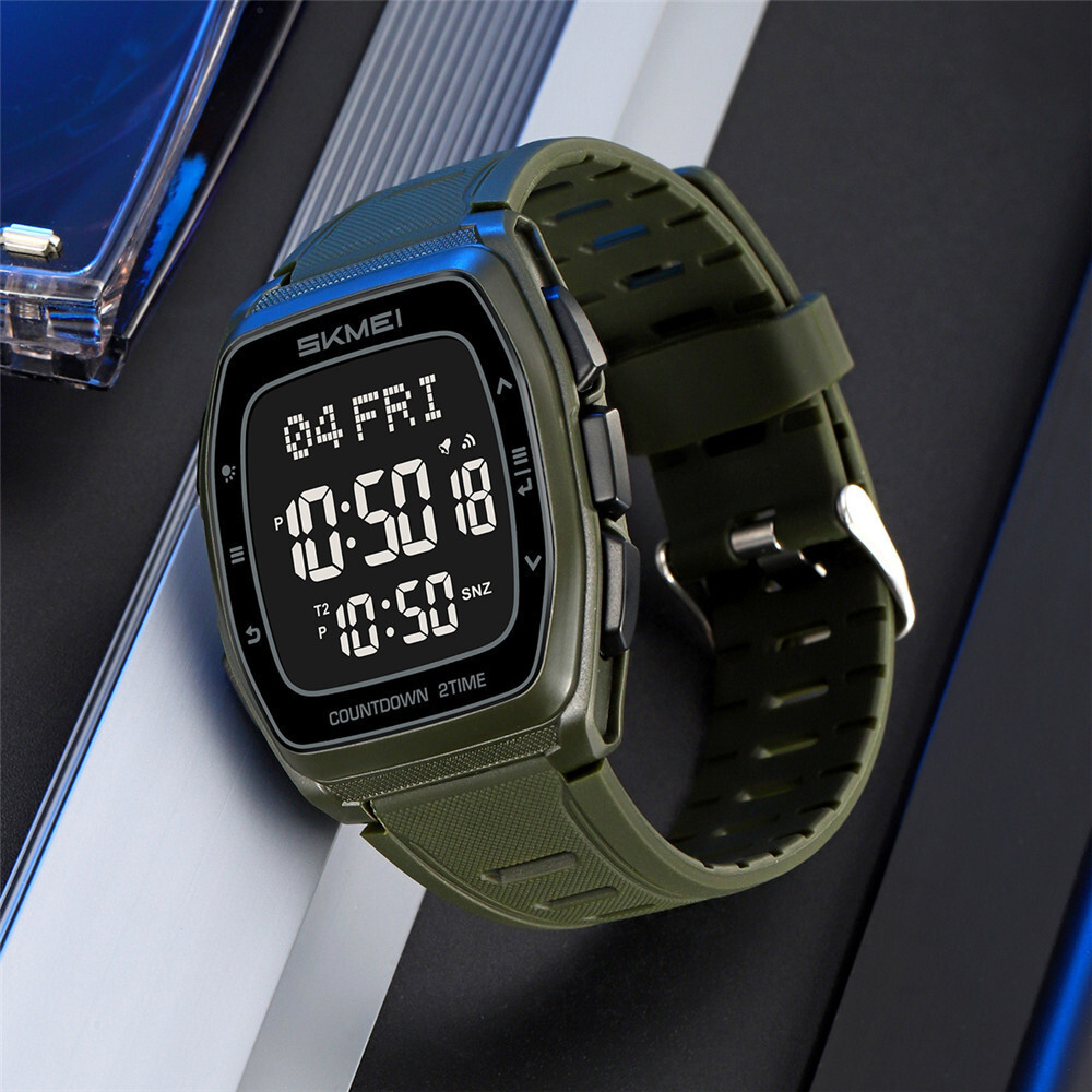 SKMEI Men Rectangle Watch Digital Electronic Wristwatch Students Boy Sport Watch