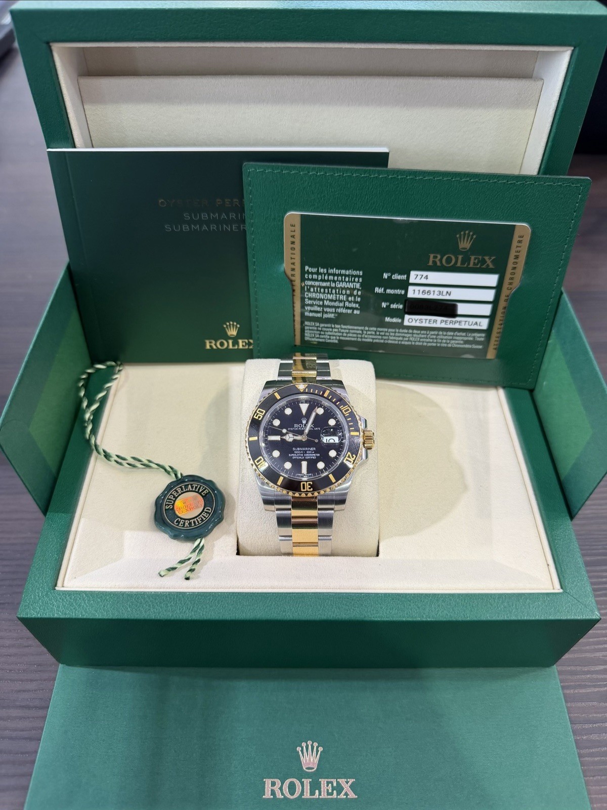 2016 Rolex Submariner Date Black TT 18K Gold Steel 116613LN 40mm Watch FULL SET!