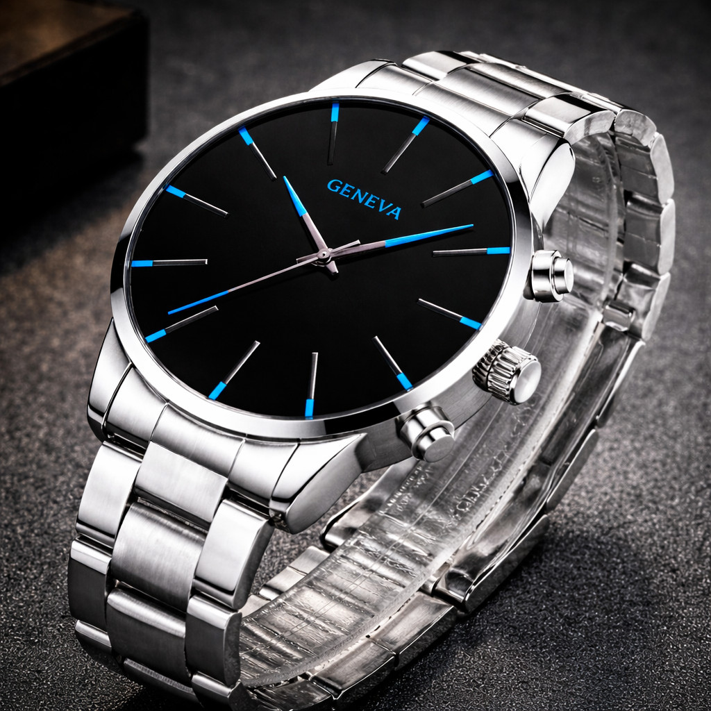 2pcsWaterproof Watch Stainless Steel Quartz Luminous Classic Business Wristwatch
