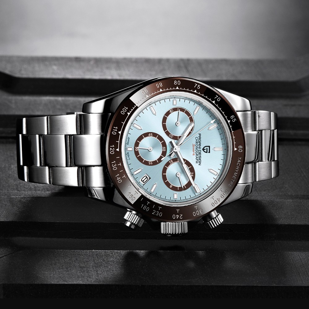 Luxury Men’s Chronograph Quartz Watch. Sapphire Crystal. Stainless Steel