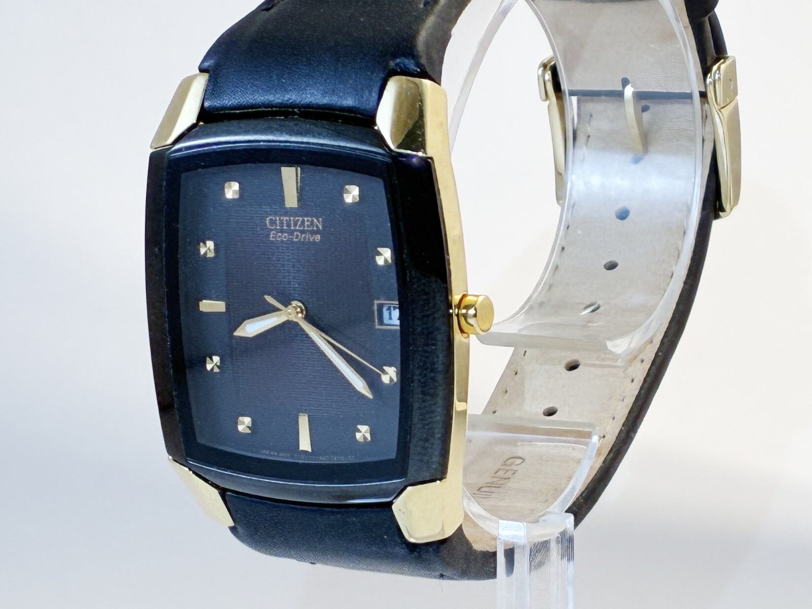 Excellent Citizen Eco Drive Mens Black & Gold Date Formal Dress Watch BM6574-09E
