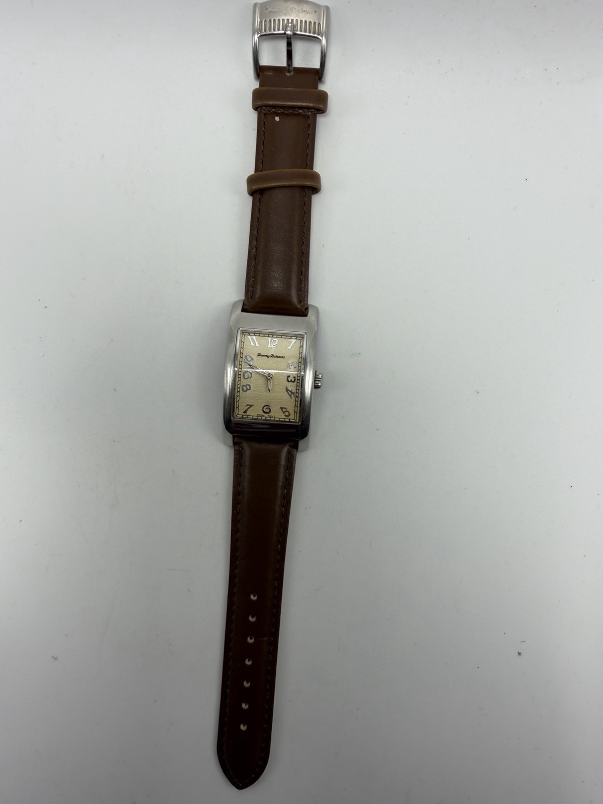 Tommy Bahama TB1026 New Battery Mens Tank Watch 27MM 8″ Leather Band