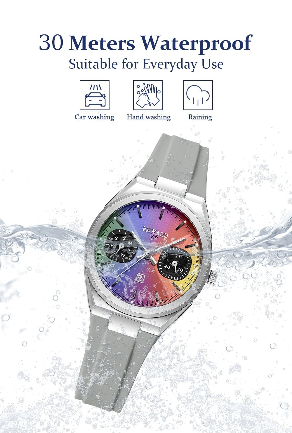 REWARD Women’s Week/Day Luminous Multifunction Calendar Couple Quartz Watch Gift
