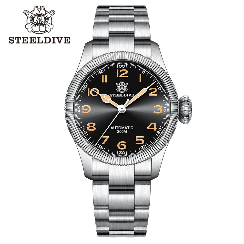STEELDIVE SD1906 Mens 39mm 200M Automatic Dive Watch NH35 Sapphire Steel
