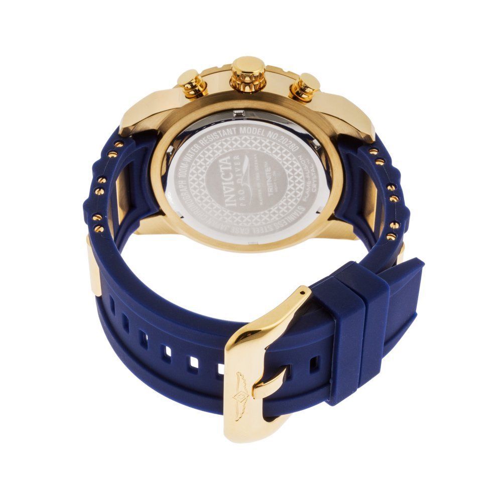 Invicta Men’s Pro Diver Quartz Chronograph Blue & Gold Polyurethane Watch 20280