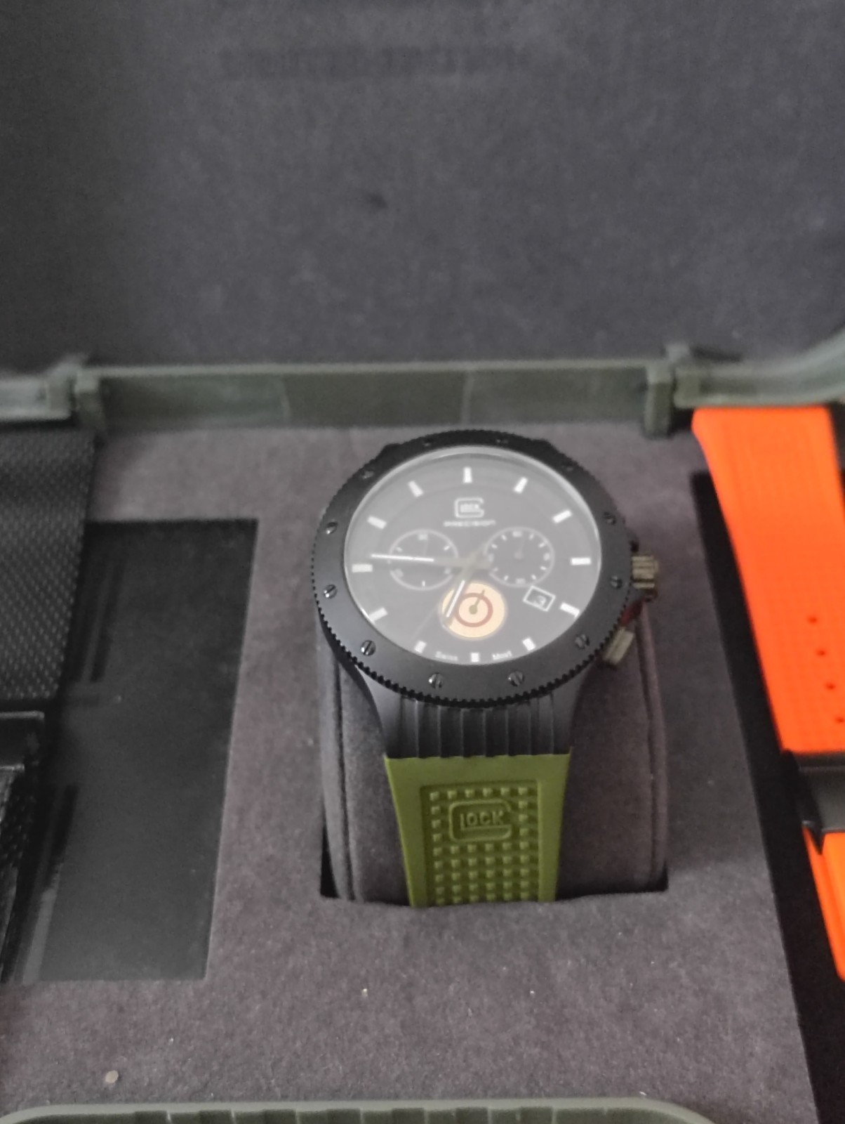 GLOCK Precision Limited Edition Quartz Chronograph Date Black Dial Strap Set