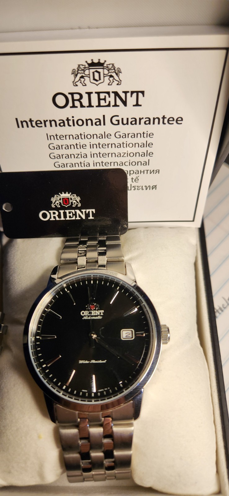 Orient Bambino Men’s Automatic 22J Black Dial Date SS Bracelet 50m WR