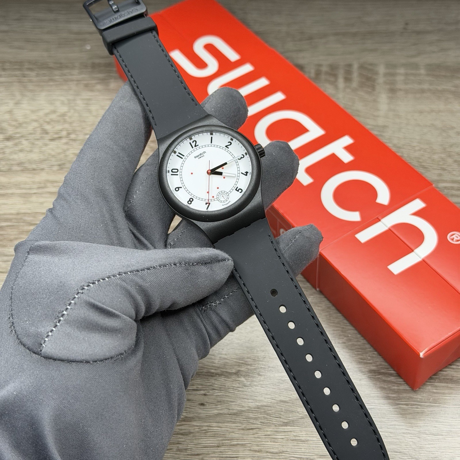NEW✅AUTOMATIC✅ Swatch SISTEM CHIC Black Silicone Men’s Watch SUTB402