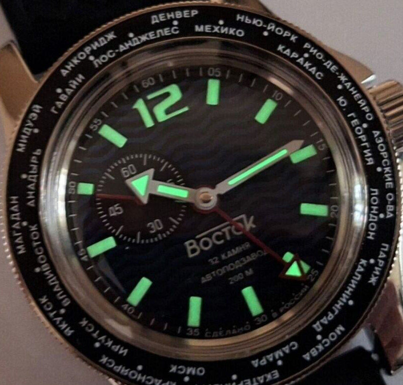 Vostok Amphibia 13003V Russian Military GMT Watch Automatic USA Seller