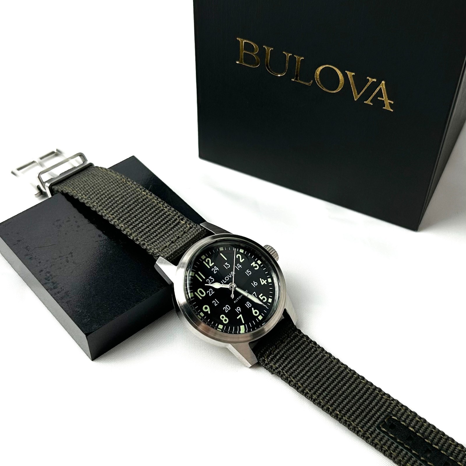 Bulova Military VWI Special Edition HACK 38mm Automatic Men’s 96A259 Watch-W/box