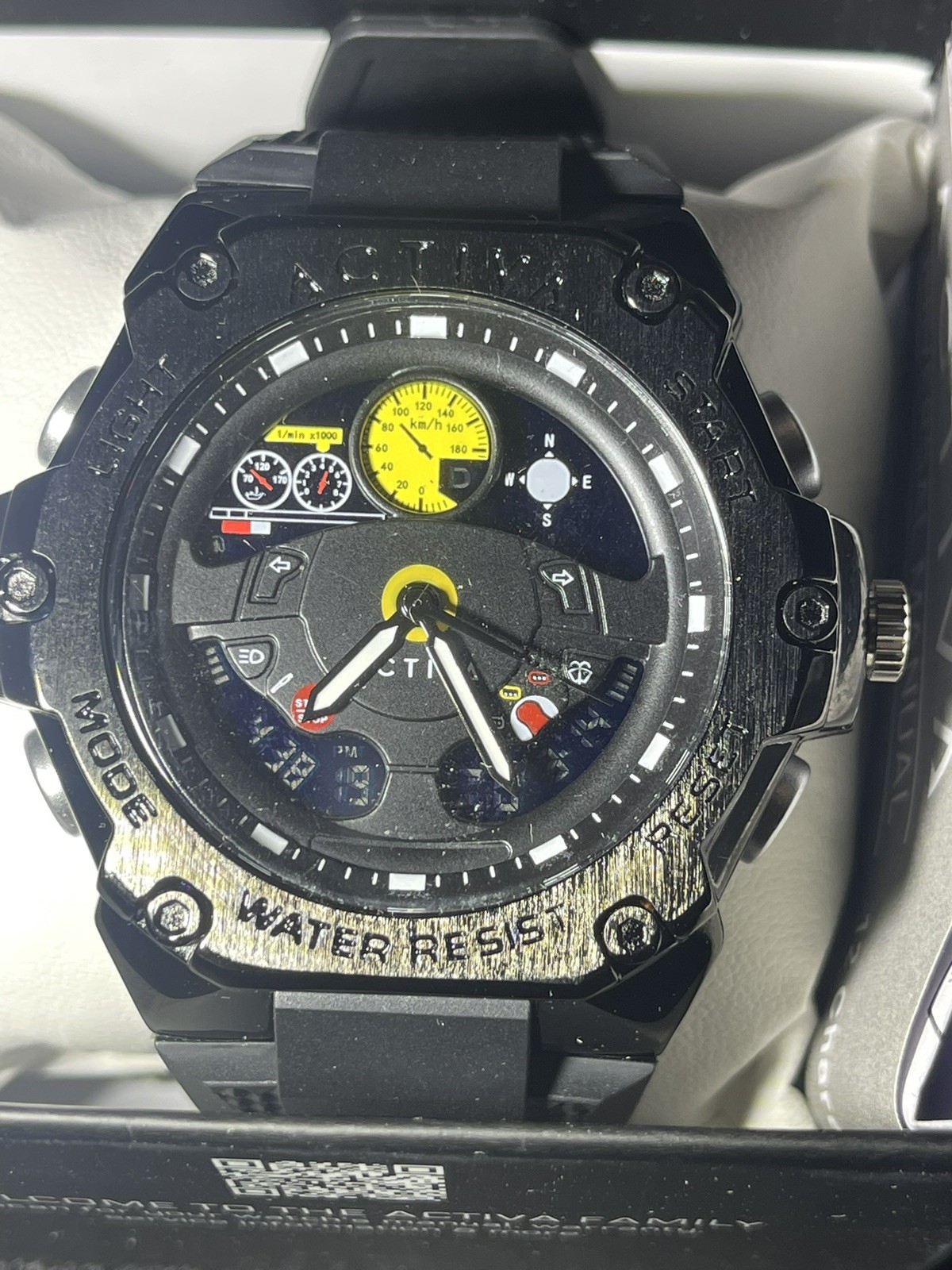 Activa Race Car Dashboard Quartz Watch ,Black Brand New In Box