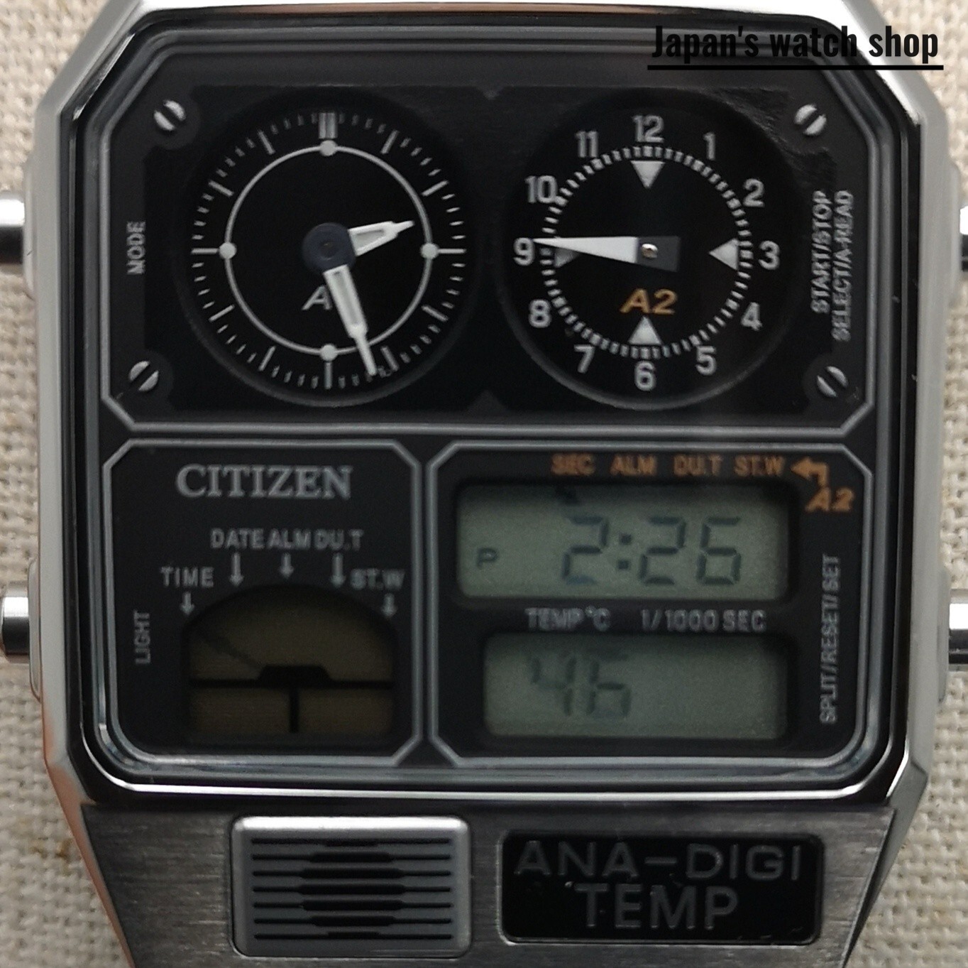 CITIZEN Ana-Digi Temp JG2101-78E Black Silver Reproduction Men Watch New in Box