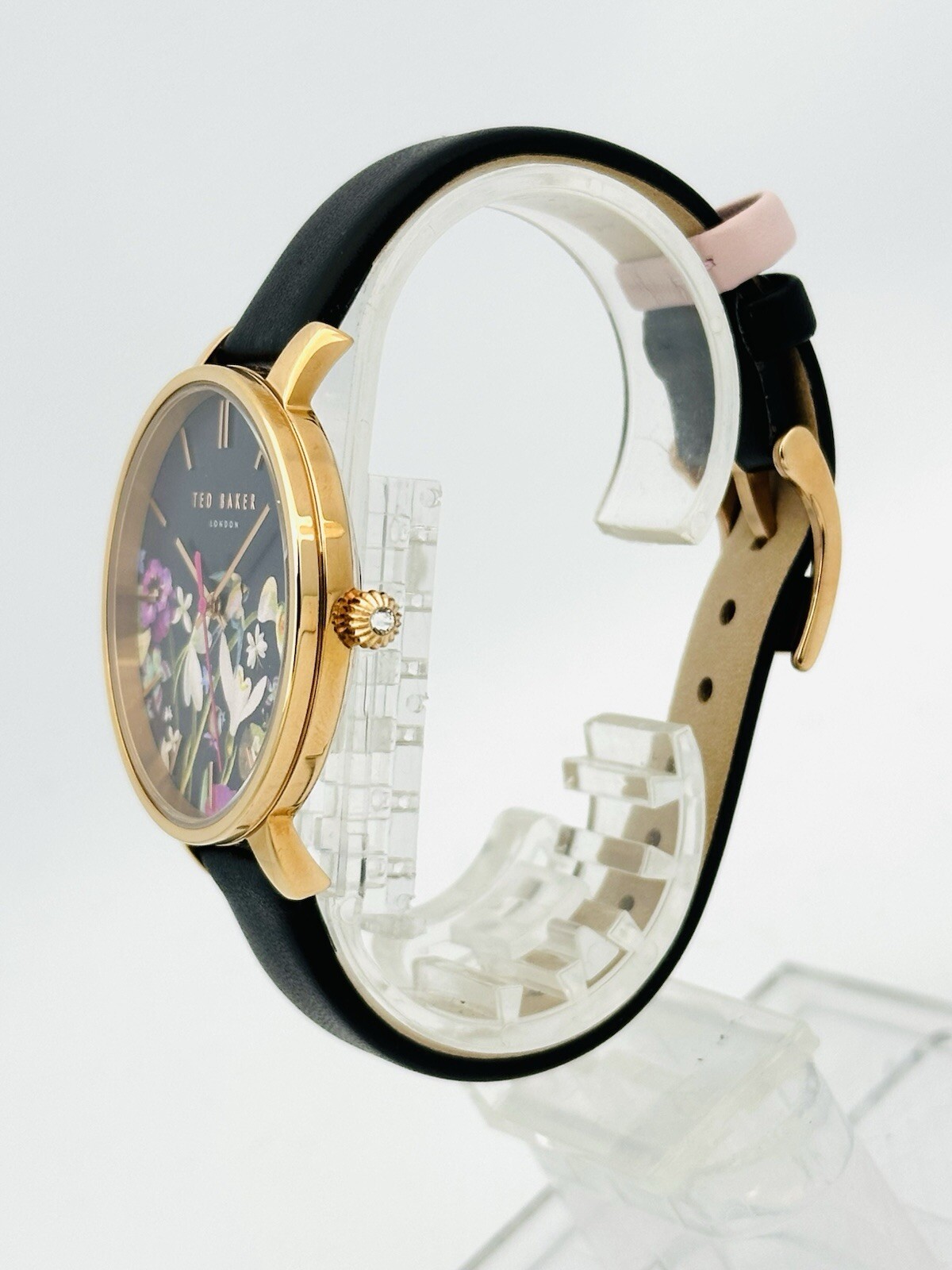 Ted Baker TE10031552 Ladies Floral Multicolour DialBlack Leather Strap RGP Watch