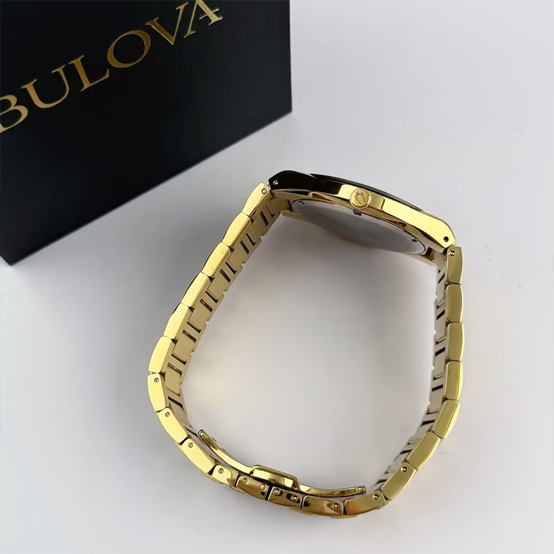 Bulova Modern Millennia Black Dial Men 97A183 Quartz Watch 41mm Gold Stainless