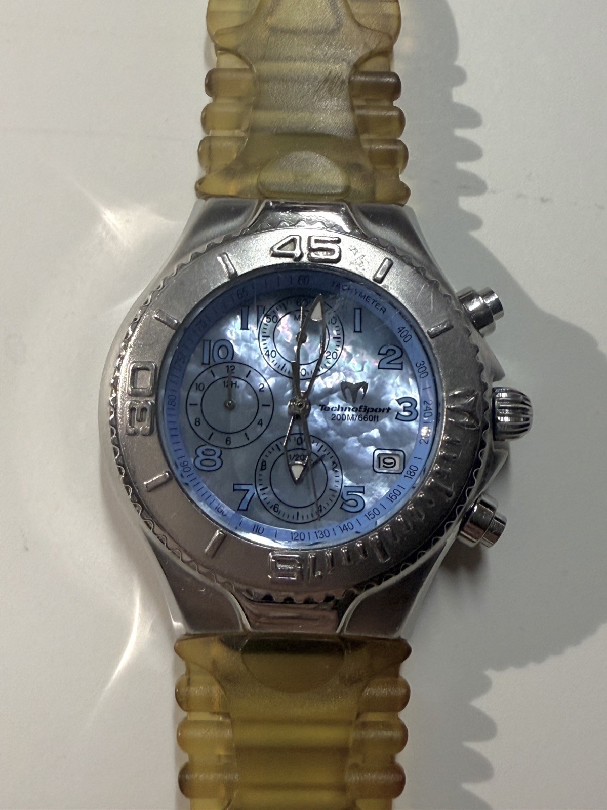 Vintage Blue TechnoMarine TechnoSport Diver’s Watch Chronograph MOP Dial w/ Date