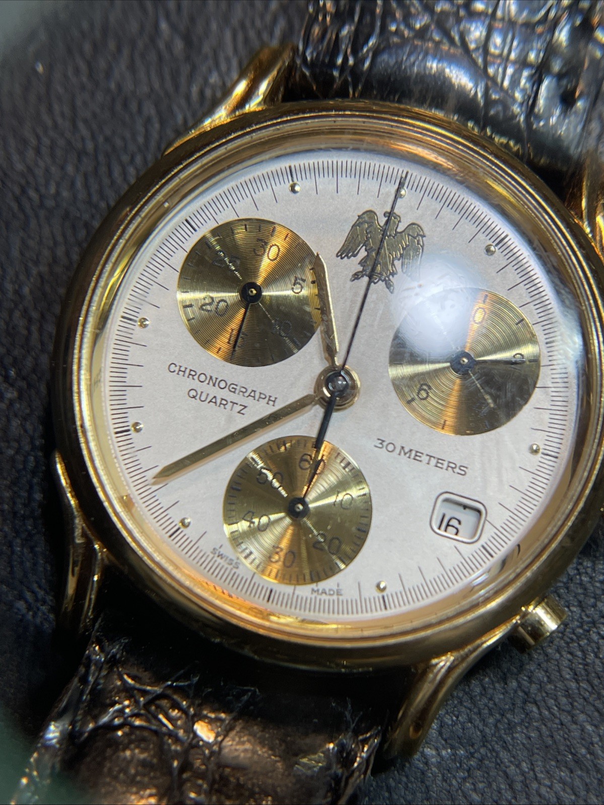 The Franklin Mint Swiss Made Chronograph Quartz Watch (30 Meters) Running