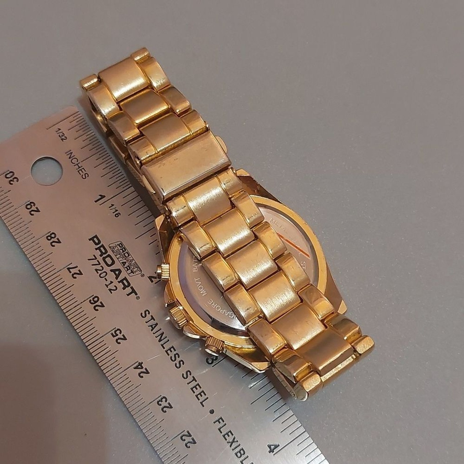 Charming Charlie Crystal Embellished Gold Tone Link Wrist Watch Foldover Clasp