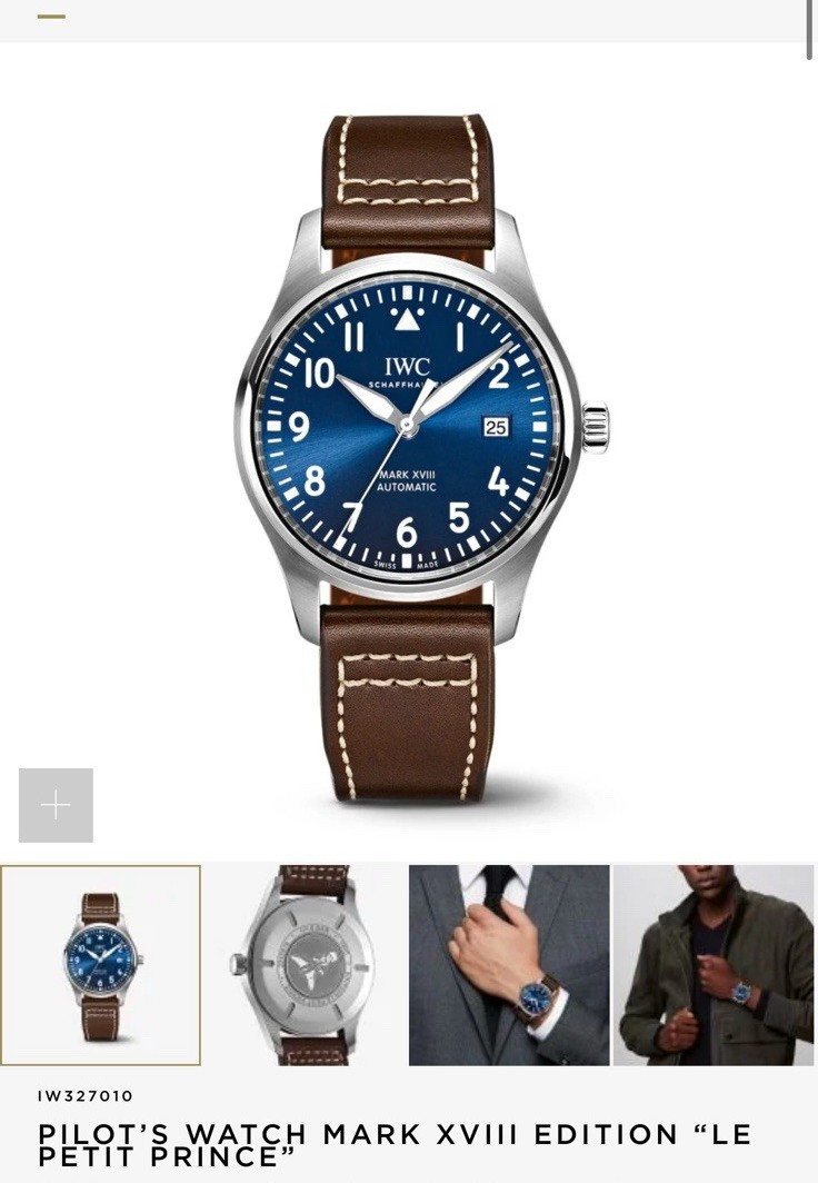 IWC Pilot’s Watch Mark XVIII Le Petit Prince Blue Dial Brown Leather 40mm Auto
