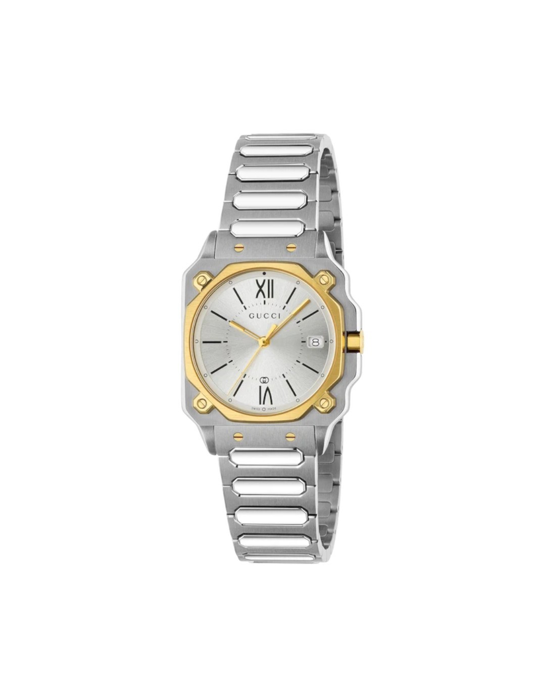 Gucci G-Flat YA166506 Silver Dial Two Tone Quartz Watch Women’s Mens Unisex NEW
