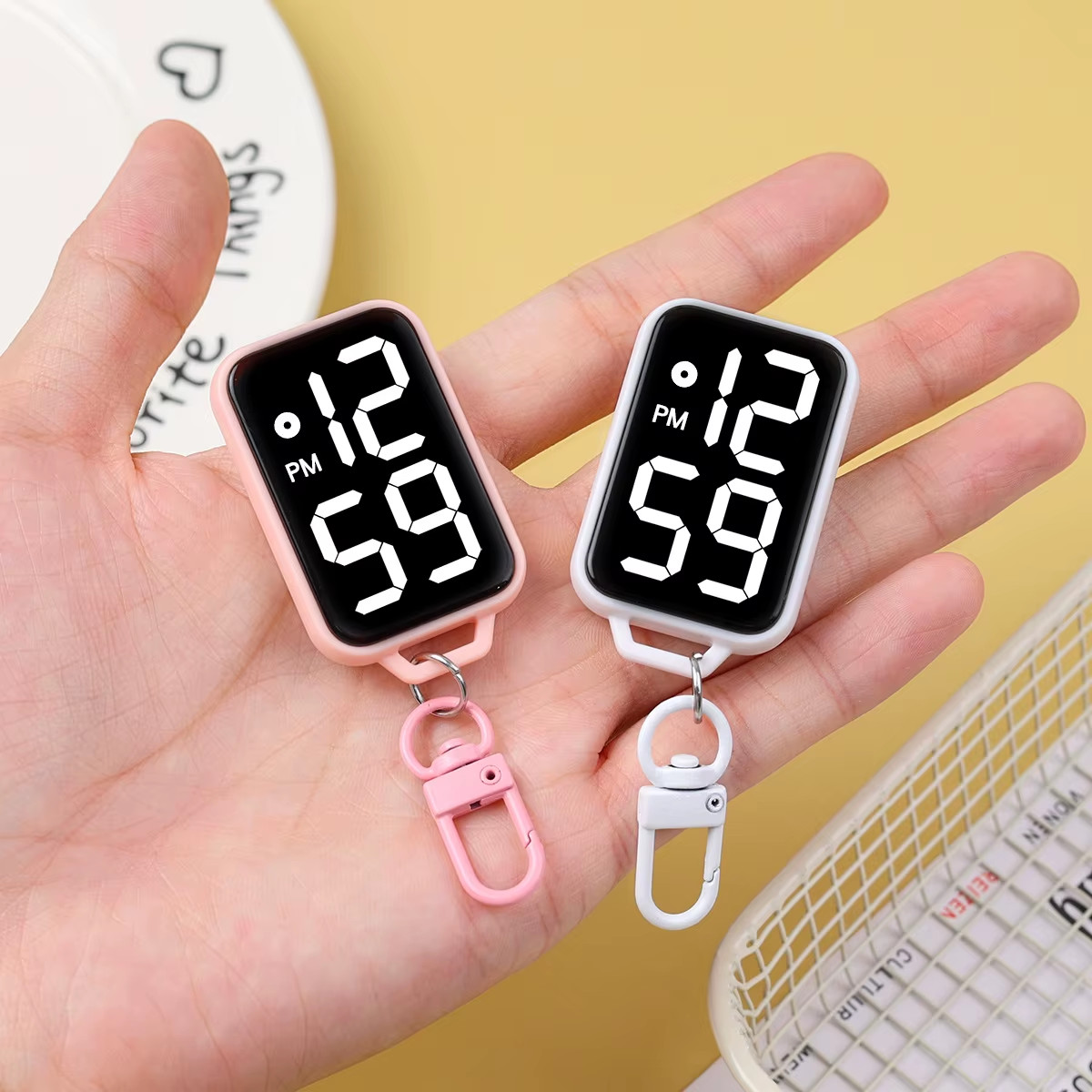 1PC LED Keychain Pocket Watch Digital Display Electronic Watch Student Backpacks