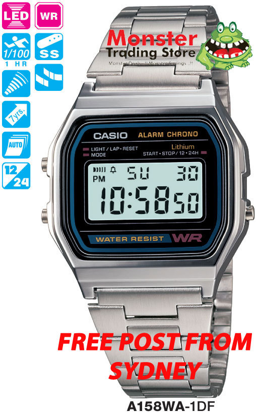 CASIO WATCH VINTAGE RETRO 80’s A158WA-1 A158 A158WA A168 WARANTY