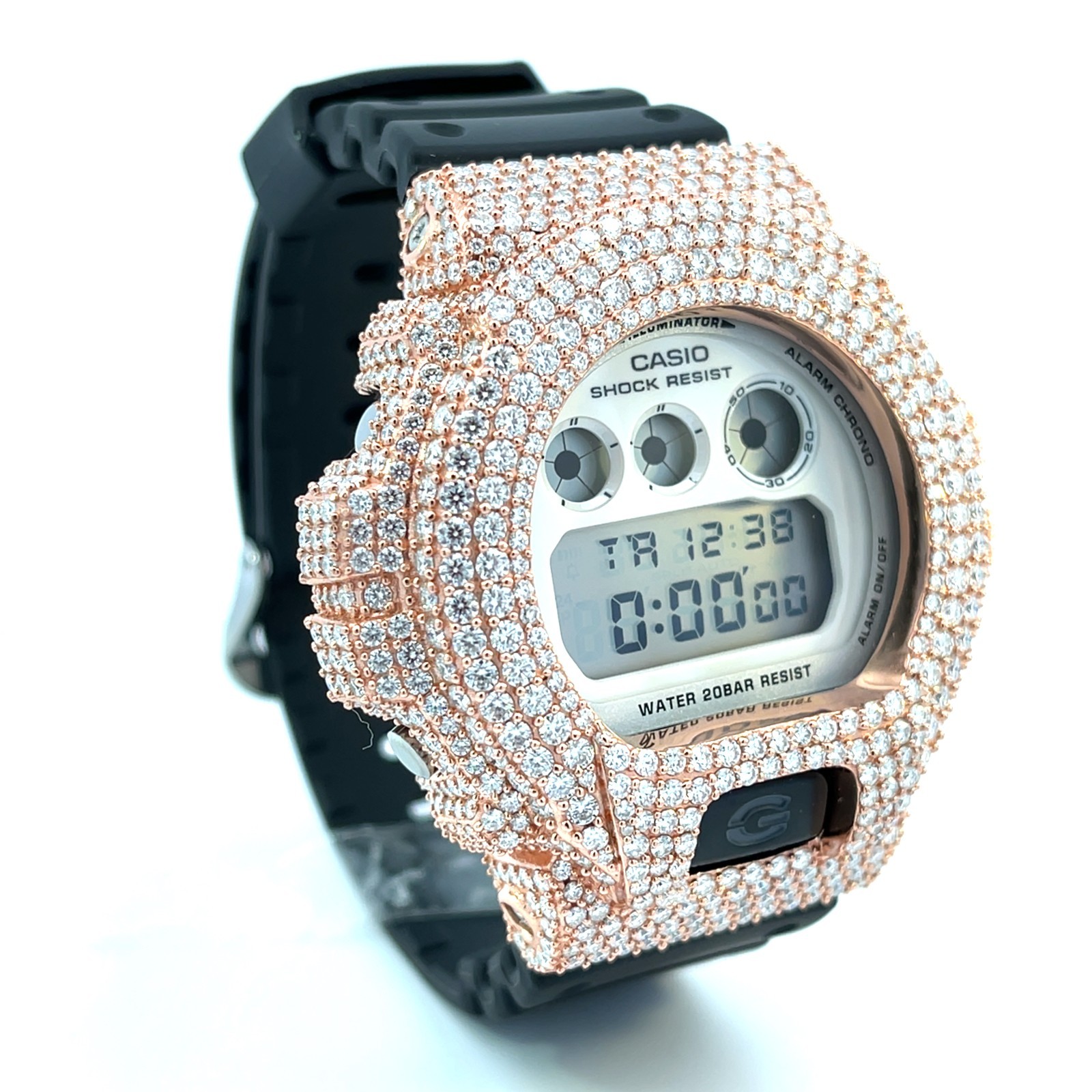 Moissanite Iced Out G-SHOCK DW-6900 Watch – D Color, Flawless Clarity