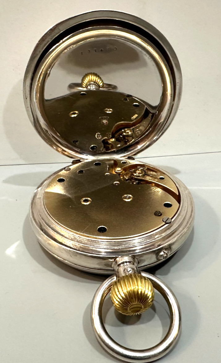 Massive Sterling Silver 8-day coach pocket watch 72mm