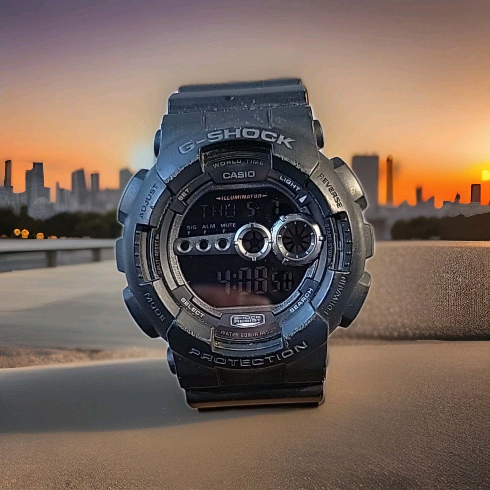 Casio G-Shock 3263 GD-100 Mens Watch 51mm Black Digital LED Alarm 200M