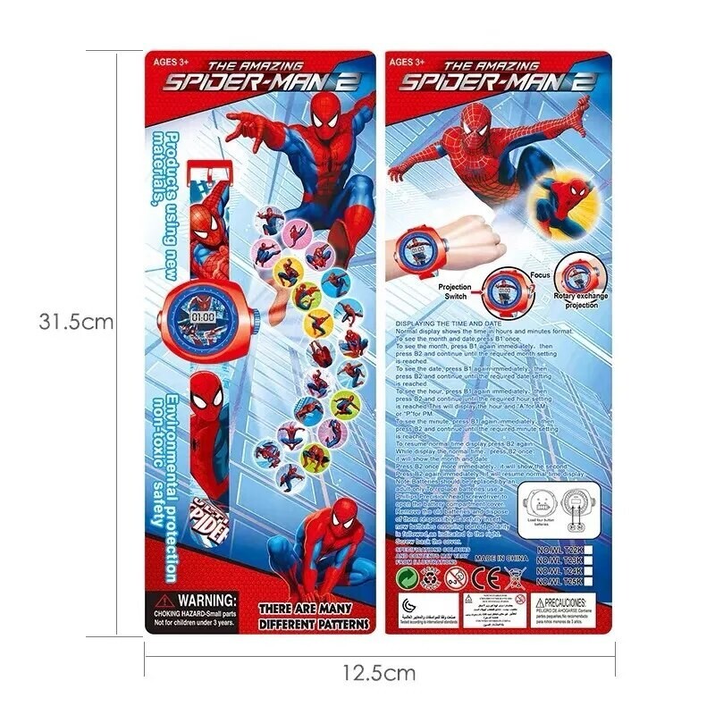 Spiderman Kids LED Watch Digital Marvel Wristwatch 3D Projection Electronic