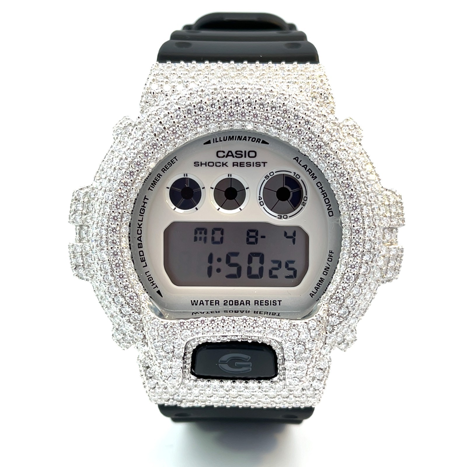 Moissanite Iced Out G-SHOCK DW-6900 Watch – D Color, Flawless Clarity