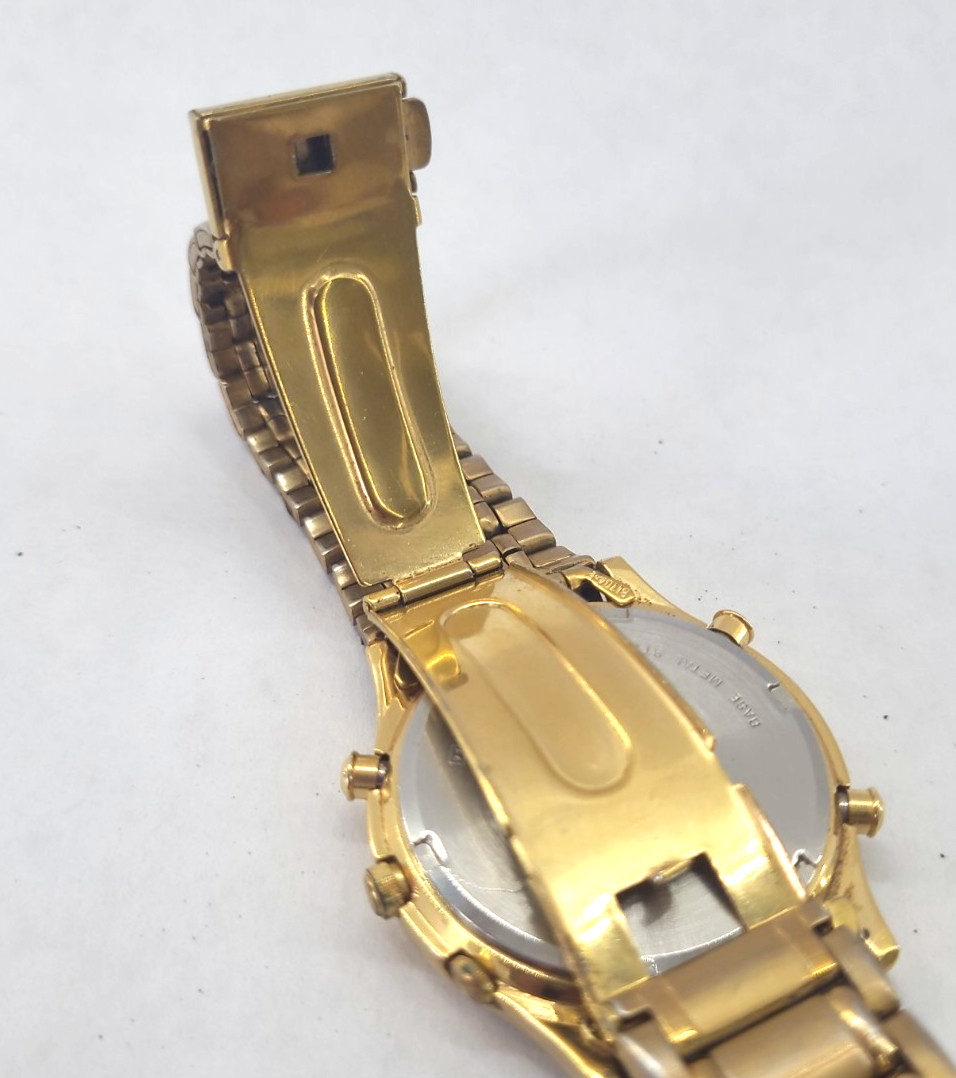 Vintage Seiko 5T52-6A29 World Timer GMT Alarm Gold Tone 37.5mm Watch