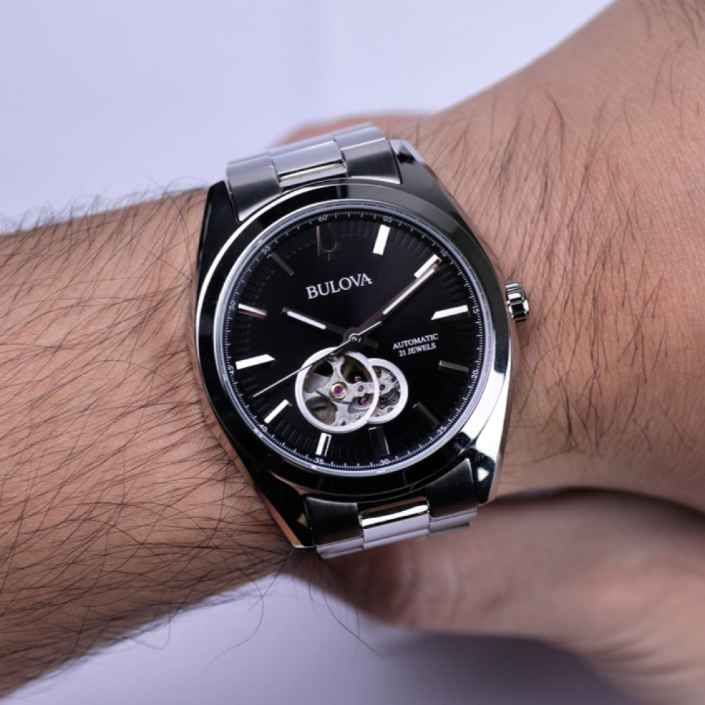 BULOVA Surveyor 96A270 Classic Automatic 42mm Black Dial Watch New with Box
